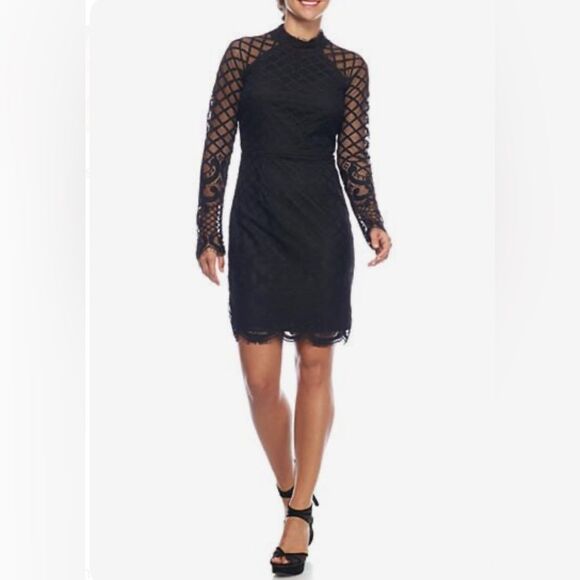 Sequin Hearts long sleeve black shadow lace dress size 9 - Picture 1 of 7